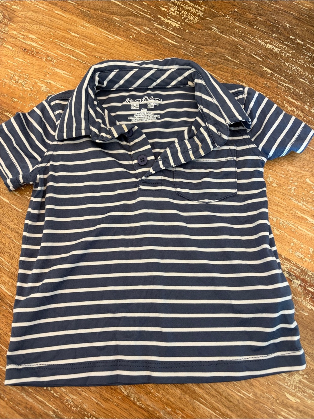 Tommy Bahama Navy & White Striped Polo Shirt